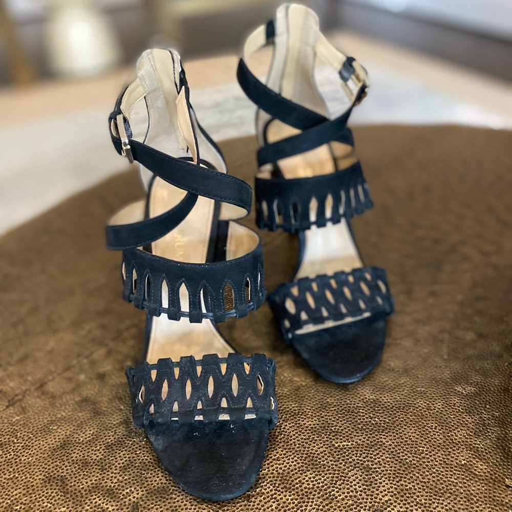 Ivanka Trump black suede high heeled sandals - Picture 2 of 3